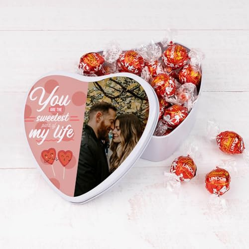 Wanapix | Cioccolatini Personalizzati Nome | Scatola forma di Cuore | 22 Praline al Cioccolato alle Nocciole | Regale Originali San Valentino | 6x15x5 cm - Idee