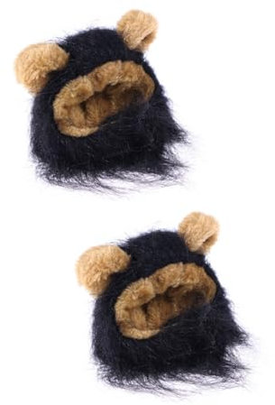 Happyyami 2stücke Adorables Katzen Und Hundekostüm Einstellbare Löwenmähne Perücke Für Haustiere Für Halloween Partys Und Fotoshootings Schwarz