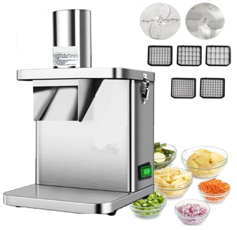 Tritatutto Per Verdure Commerciale, Cubettatrice Automatica Multifunzionale Da 250 W, Con 5 Tipi Di Stampi Per Cubetti E 2 Tipi Di Dischi Da Taglio Tritatutto Automatico Per Verdure Da Frutta