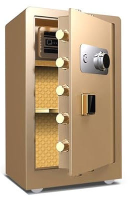 GLigeT Heimtresor Mechanisches Schloss, Tresor, Büro-Aktenschrank, altes Handbuch, Diebstahlschutz, mechanischer Code-Safe Möbeltresor(Gold,70cm)