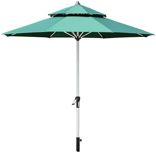 Runder Gartenschirm, 2,7 m, Gartensonnenschirm, Sonnenschutz, Sonnenschirm für den Außenbereich, zweistöckig, für Garten, Strand, Reisen