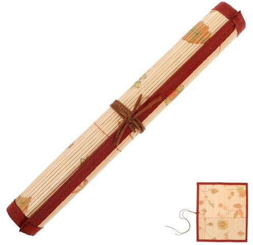 Lurrose Bambus Pinsel Rolltasche 30 cm Aufrollbare Stifttasche Für Kunstmalerei Aufbewahrung Chinesische Bleistiftrolle Organizer Für Künstler Und Maler