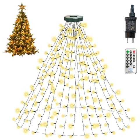 TEINNGO 400 LED Weihnachtsbaum Lichterkette mit Fernbedienung, 16×2 m dimmbar, Tannenbaum Beleuchtung mit 8 Modi, Timer & Memory für Weihnachtsdeko