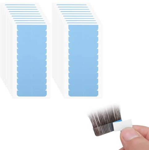 ZILZUFA Cinta Adhesiva para el Cabello(120 Piezas), Cinta para Extensiones de Cabello, Cinta Adhesiva de Extensión de Pelo, Cinta de Repuesto para Extensiones y tramas de Cabello,Azul