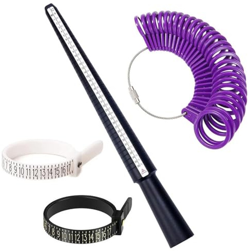 4 Pièces Outil de Mesure pour Bague, Mesure de Taille de Doigt, Ensemble de Mesure de Doigt Professionnel, Mesure Doigt pour Bague Guide des Tailles Baguier de Doigt pour Tailles EU US UK