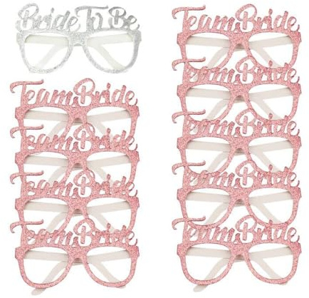 ieron 11-pack möhippoglasögon 1 silverfärgade bride to be glasögon 10 guld team brudglas för möhippor Nattfest Fotorekvisita Tillbehör Brudfestrekvisita