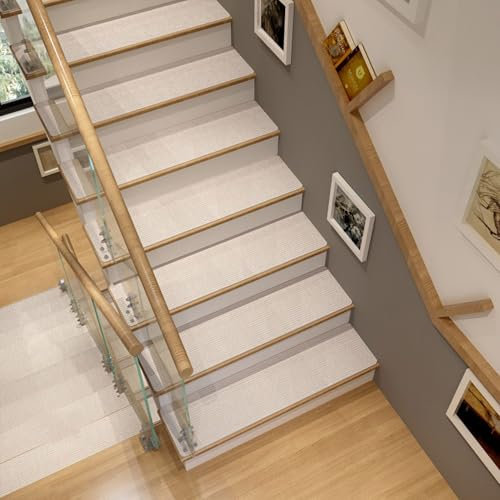 XXIUDEE Alfombra antideslizante, autoadhesiva para peldaños, protección ideal para niños, mascotas y ancianos (80 x 20 cm, 15 unidades, blanco)