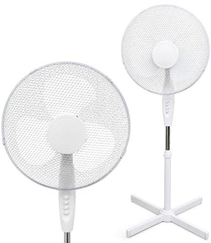ADEPTNA 16-Inch Oscillating Pedestal Fan with Adjustable Height 3 Speed Settings 40W Motor Tilting Head and Oscillation Free-Standing Electric Cooling Fan for Home, Bedroom, Living Room or Office
