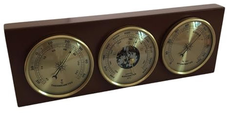 Station météo thermomètre hygromètre baromètre type cadran intérieur extérieur jauge de température bois métal suspendu dessus de table