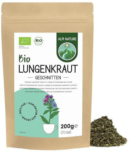 Alpi Nature Pulmonaria Orgánica Infusión 200g, Hierba de Pulmonaria Seca y Cortada para Preparar Té
