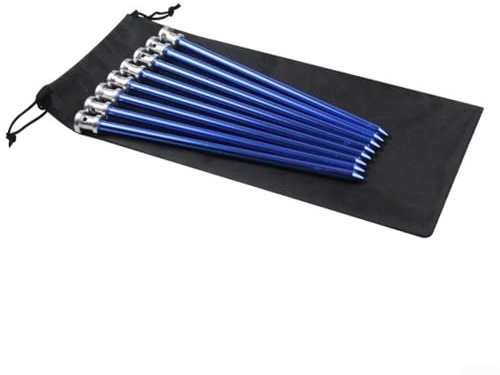 ComfyHarbor Zeltheringe aus Aluminium, robust, 23 cm, mit Seil, für Sand, Schlamm, Gras, Wandern, 8 Stück (blau)