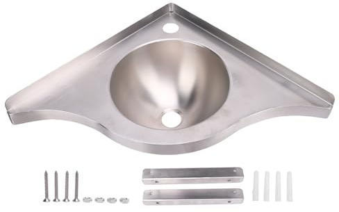 LOCADENCE Évier d'angle pour camping-car, 15,9 x 15,9 x 5,1 pouces, évier de cuisine à barre en acier inoxydable 304, sortie de 40 mm, gain de place, évier simple pour camping-car