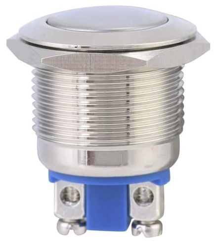 Interruttore a Pulsante Lampada Auto Reset 19mm, Metallico, 40 Pezzi - Impermeabile IP65, Alloggiamento in Ottone Nichelato, Versatile per Circuiti e Applicazioni Industriali