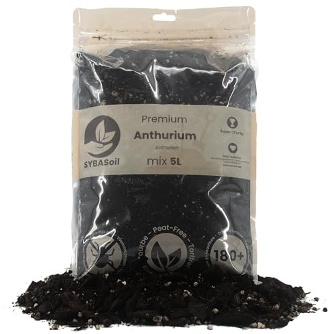 Sybotanica - Terreau anthurium 5 L - Substrat Coco Premium pour Anthurium, Bromelia - sans Tourbe - Engrais Organique 180 Jours - Idéal pour Plantes d'intérieur