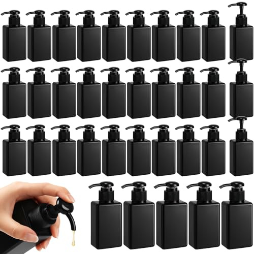 50 Stück quadratische Pumpflaschen, 100 ml, Kunststoff, Schwarz