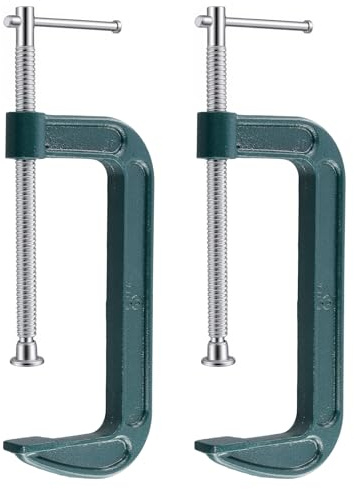 LEXININ 2 Pcs 8 Inch G Clamp, Jaw Opening 180mm Green C Clamps for Woodworking Welding Building, Malleable Cast Iron