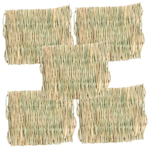 WEKADRIN 5piezas Estera de Paja Tejida para Conejos Pequeña y Natural para Jaulas Pequeñas Estera de Hierba para Conejos Cama de Heno Cómoda para Conejitos y Cobayas