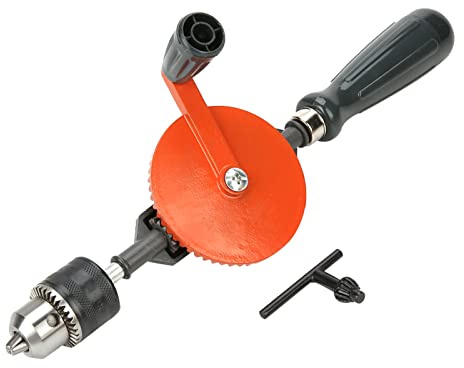 Naroote Taladro Manual de Manivela con Piñones Dobles para Madera y Plástico, Mini Taladro Manual con Portabrocas Ajustable para Carpintería, Metal y Más (3/8 de pulgada)