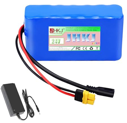 JHKJ Batería de Litio de 24 V (6000 mAh, 12 000 mAh, 18 000 mAh, 24 000 mAh y 3000 mAh, de PVC, para Motor de 0 a 720 W, Banco de energía de 24 V con Cargador),24v12000mah