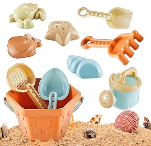 Juguetes Infantiles De Playa - 10 Piezas con Cubo Pala y Rastrillo | Kit Construcción Castillos Adorable - para Patio Trasero y Parque Piscina Vacaciones Verano Juegos Acuáticos