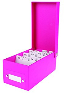 Lernbox DIN A8 / Karteikasten / incl. 400 Karteikarten und A-Z Register / pink