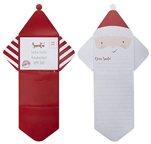 Ginger Ray Weihnachtsbrief an den Weihnachtsmann Wunschzettel inkl. Umschläge, 2 Stück
