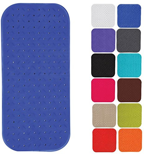 MSV Premium Duschmatte Badematte Badewannenmatte Badewanneneinlage antibakteriell rutschfest mit Saugnäpfen-Blau-duftet nach Rosen-ca. 36 x 97 cm-waschbar bei 60° Grad, Blue