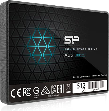 Silicon Power-512GB SSD 3D NAND A55 SLC Cache Performance Boost SATA III 2.5 7mm (0.28) Unità a stato solido interna