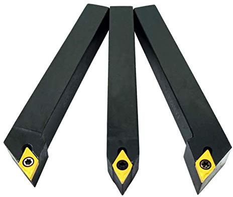 Set di 3 strumenti di tornitura in metallo duro per tornio CNC da 1/2 SDNCN1212H07 + SDJCL1212H07 + SDJCR1212H07 con 3 pezzi DCMT21.51 inserto per tornitura in carburo indicizzabile.