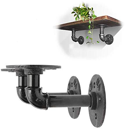 ETOPARS 2 Stück Industrielle Rohr-Regalhalterungen Rustikal Doppel-Flansch-Halterung DIY Regalträger Regalunterstützung Regalhalterung für Wandregal Badregal Weinregal Bücherregal Warehalter