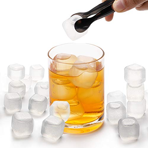 Yopay 200 Pieces Plastic Ice Cubes, 2.5cm/1 Reusable Ice Cubes for Chills Drinks, All Beverages Refreezable, Washable, Quick and Easy to Use, White, Square