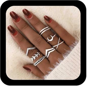TseenYi Boho knogringar silver sparre månringar set stapla snidade gemensamma ringar vintage midi-ringar för kvinnor och flickor