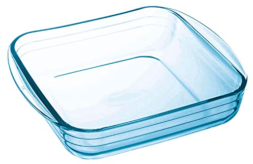 Tradineur - Fuente para horno cuadrado - Fabricado en Vidrio - Apto para horno, microondas, congelador y lavavajillas - 1 Litro - 5,7 x 19,5 x 17 cm