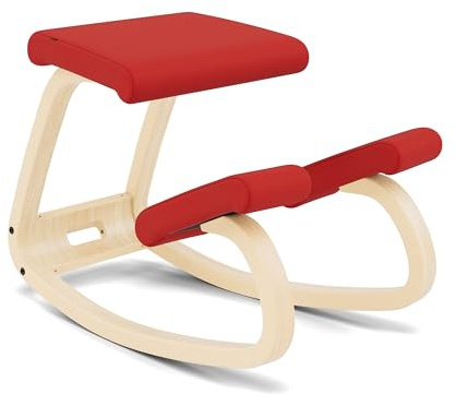 Varier Ergonomic Kneeling Chair, Rocking Knee Stool for Home Office Desk | Backless ergonomic kneeling chair with a rocking motion for active sitting and core strength; cushioned seat, holds 250 lb