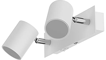 ledscom.de Wandspot WAIKA, zweiflammig, mit Schalter, weiß matt + GU10 LED Lampen 3-Stufen Dimmen: je max. je 609lm weiß