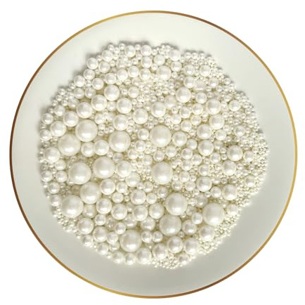 Miss Bakery's House® Ätliga sockerpärlor - vita - 120 g - dekorativa sockerpärlor för tårtdekoration, desserter, cupcakes - strömix - pärlemorströs dekoration