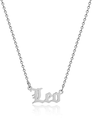AFSTALR Silver/Gold Old English Necklace Zodiac Necklace Women Pendant Astrology Necklace Birthday Gift