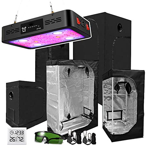 咚呱 1200w Led Grow Light + 600d Tienda De PlantacióN Al Aire Libre, para Tienda De Cultivo De Plantas De Interior, JardineríA Y GerminacióN,1pcs-120 * 120 * 200cm