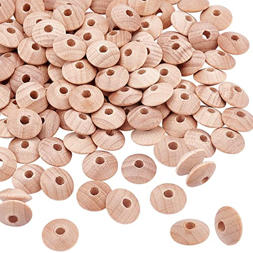 PandaHall 120 Stück Holzperlen Buchenholz Abakusperlen Disc Abacus Spacer 12.5mm Holzperlen Rondelle Holz Spacer Beads Für Schmuckzubehör DIY Craft Home Geburtstag Weihnachtsfeier Dekorationen