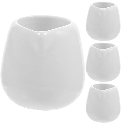 Yardwe Mini Lattiera in Ceramica Bianca 2 Oz Senza Manico Per Condimenti Salsa Latte Con Beccuccio Anti-Goccia Ideale Per Cucina Ristorante E Servizio Di Insalata