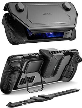 JSAUX kompatibelt med ångdäck, modärt PC0104 fodral med kylfläkt och OLED-tillbehör inklusive skyddsfodral, ansiktsskydd och kylfläkt, metallfäste och rem