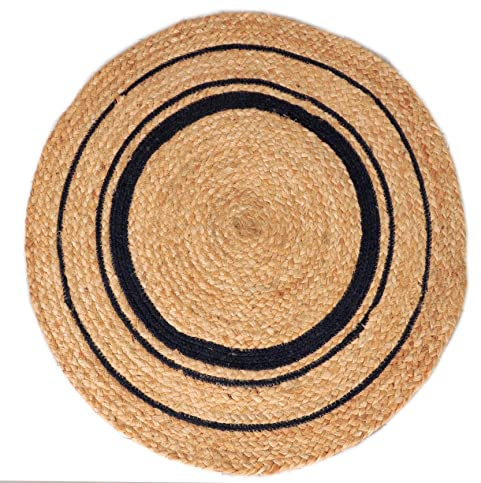 Atout Ciel Runder Teppich aus Jute, geflochten, natürlich, Durchmesser 80 cm