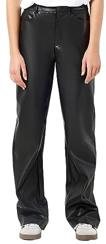 Noisy may Nmandy Yolanda Pu HW Wide Pants Noos Pantaloni in Similpelle, Nero, M Donna