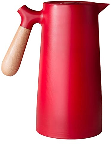 HERCHR Thermal Coffee Carafe, Double Walled Insulated Carafe for Coffee, Tea (Red)