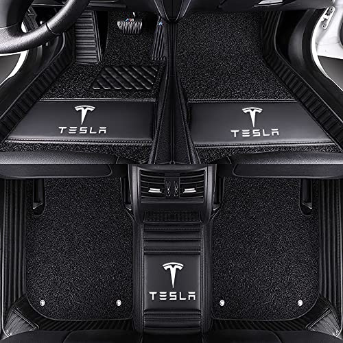 Full Coverage Auto Leder Fußmatten für Tesla Model 3 Highland 2024 Allwetter Antirutschmatte Anpassen Teppiche Fussmatten Protection Zubehör,Blackstyle