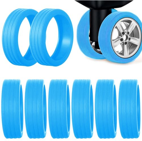 Kotkiddy 8 pezzi di protezione per rotelle, in silicone, per bagagli, per bagagli, per bagagli, valigie (blu)