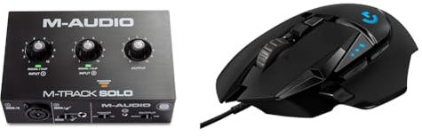 M-Audio M-Track Solo – USB Audio Interface for Recording, Streaming and Podcasting with XLR & Logitech G G502 HERO High Performance Wired Gaming Mouse, HERO 25K Sensor, 25,600 DPI, RGB