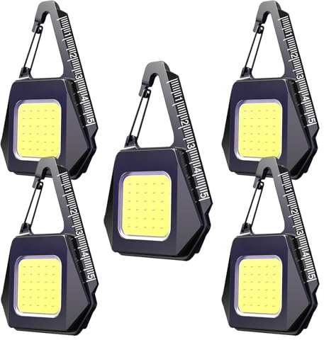 MODOAO Mini linterna llavero luz de trabajo LED batería imán luces de inspección recargable EDC llavero pequeño luz LED luz de emergencia 650LM (5 unidades)