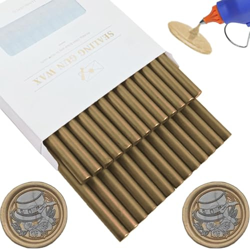 Wachs-Siegel-Sticks, Ioggtser 26 Stück Klebepistole Wachs-Siegel-Sticks für Wachs-Siegel-Stempel, Siegel-Wachs-Sticks für die Herstellung exquisiter Wachs-Siegel (Bronze)
