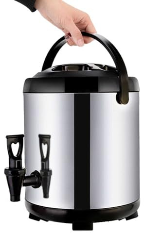 Getränkespender mit Zapfhahn - Edelstahl isolierte Thermoskanne für heiße und kalte Getränke, Kaffee, Tee, Milch -